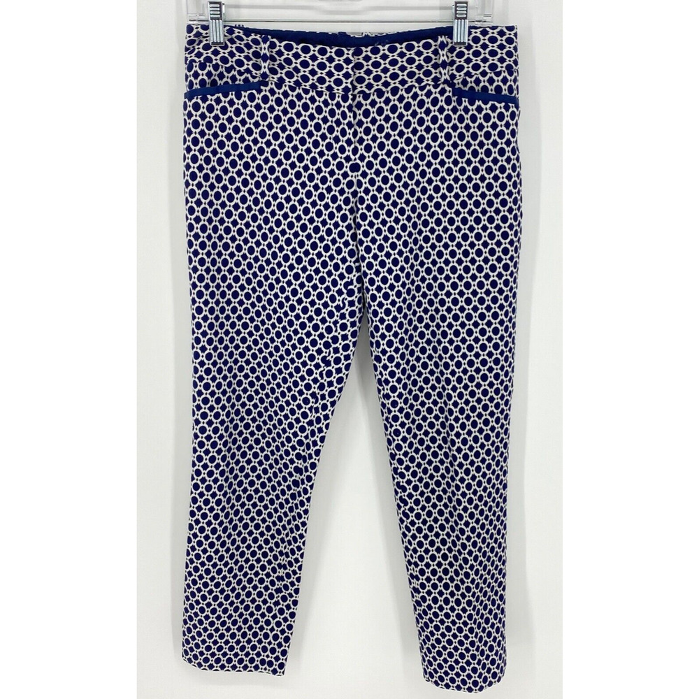 The Limited Sz 4 Geo Print Navy Blue/Cream Slacks Pants Business Casual, 745